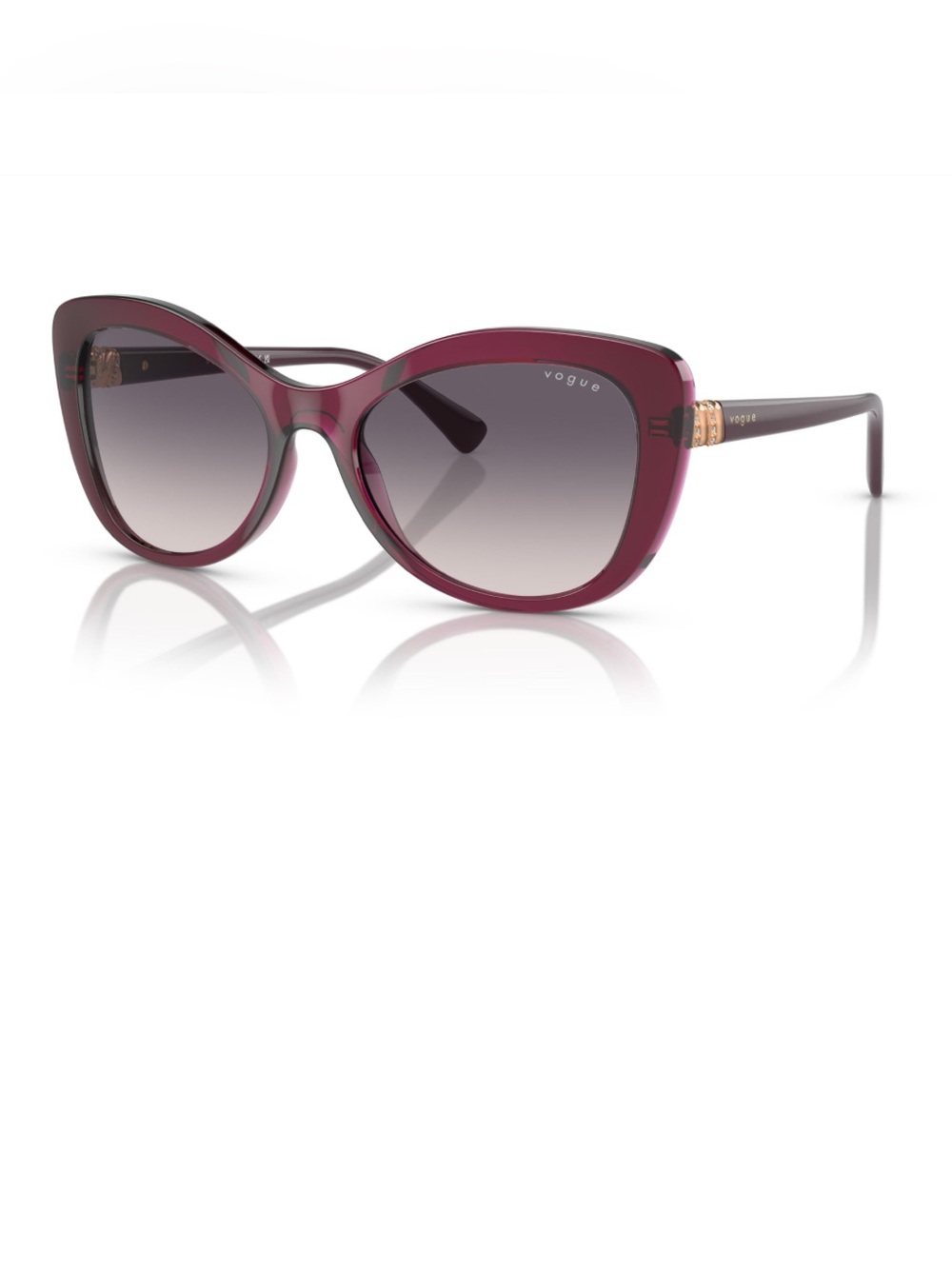 Brand new Vogue Burgundy- cherry  Cat-Eye Sunglasses with Gold Accents